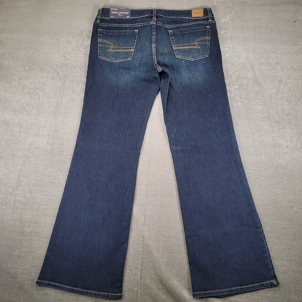 American Eagle Favorite Boyfriend Jeans Womens 14 Regular Dark Wash Low Rise New - Picture 3 of 8